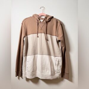 Abercrombie & Fitch Two-Tone Pullover Hoodie in Brown and Cream